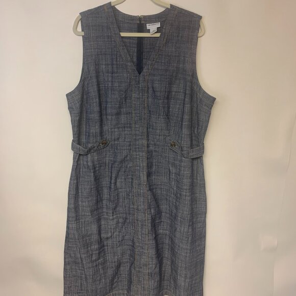 Liz Claiborne Womens Dress SZ XXL Sheath Midi Blue Office Professional Preppy - Picture 1 of 9